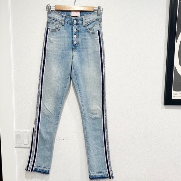 REVICE True Blue Racer Stripe Jeans women’s size 28 raw hem - Picture 1 of 10